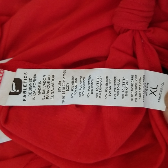 Fabletics Mariela Tank Color: Scarlet XL NWT Open Back with Tie - Picture 9 of 11